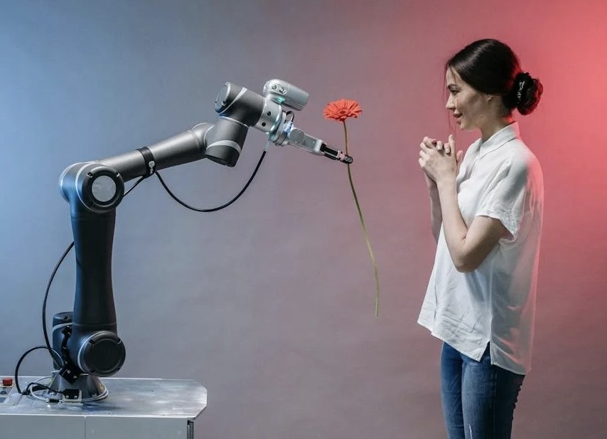 Robot and woman